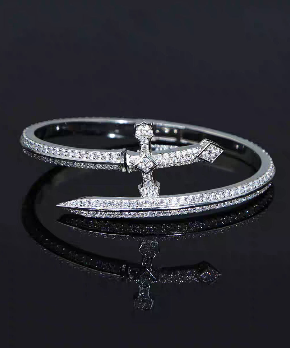Of Bracelets Silver Men Zircon Silk Sterling Justice Sword FashionChic