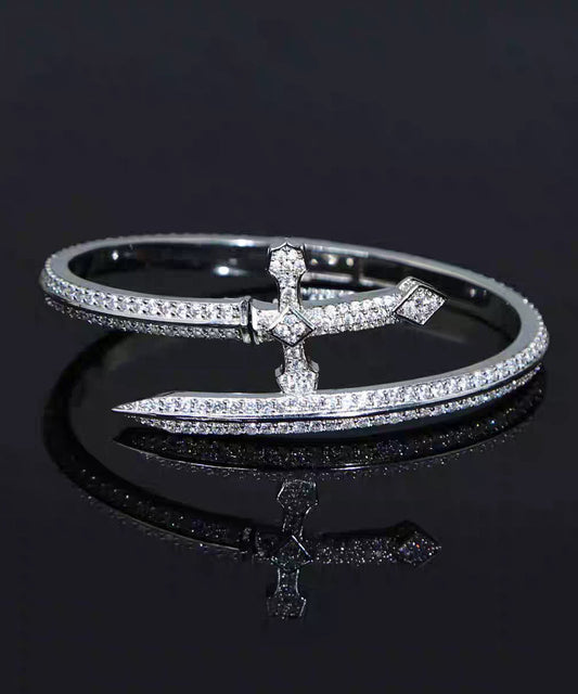 Of Bracelets Silver Men Zircon Silk Sterling Justice Sword FashionChic