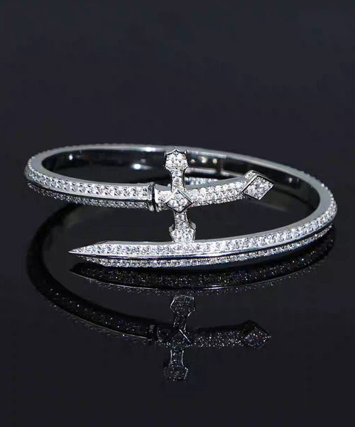 Of Bracelets Silver Men Zircon Silk Sterling Justice Sword FashionChic