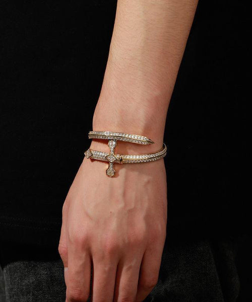 Of Bracelets Silver Men Zircon Silk Sterling Justice Sword FashionChic