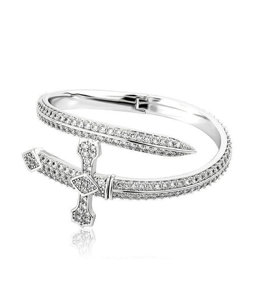 Of Bracelets Silver Men Zircon Silk Sterling Justice Sword FashionChic