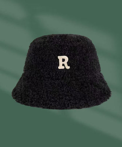 Men's Korean Version Black Versatile Faux Fur Bucket Hat TK035