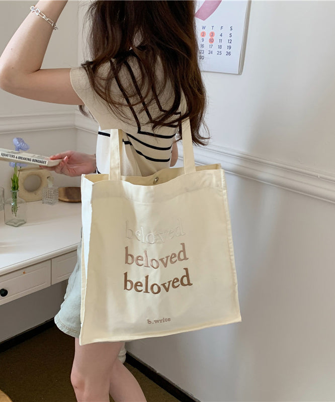 Minimalist Letter Embroidered Canvas Large Capacity Shoulder Bag SX1026 Ada Fashion