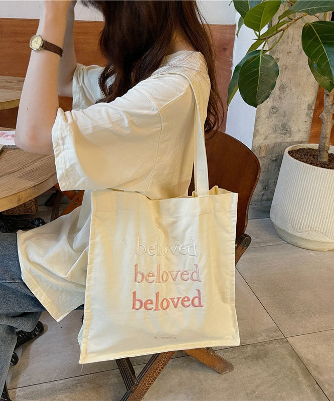 Minimalist Letter Embroidered Canvas Large Capacity Shoulder Bag SX1026 Ada Fashion