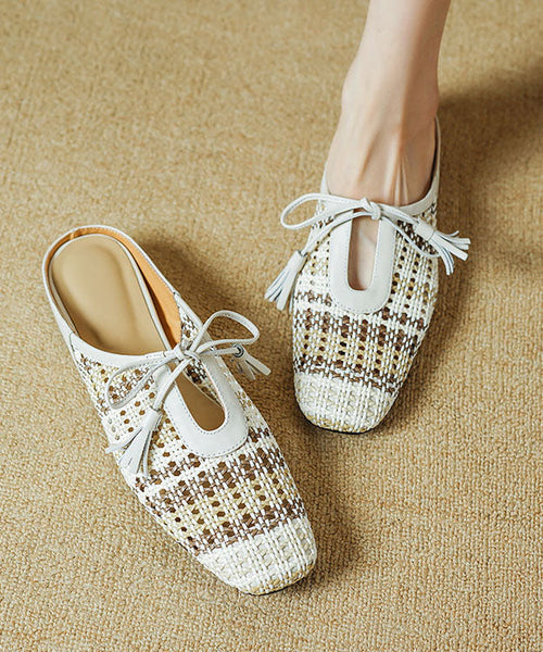 Minimally Sandals Lace Slide Splicing Breathable Up Casual Beige FashionChic