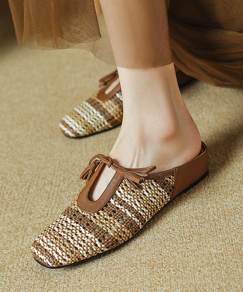 Minimally Sandals Lace Slide Splicing Breathable Up Casual Beige FashionChic
