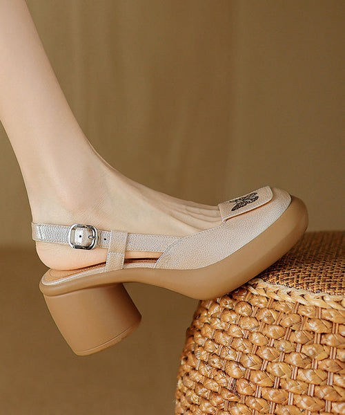 Splicing Sandals Sheepskin New Chunky Heel Green Mint FashionChic