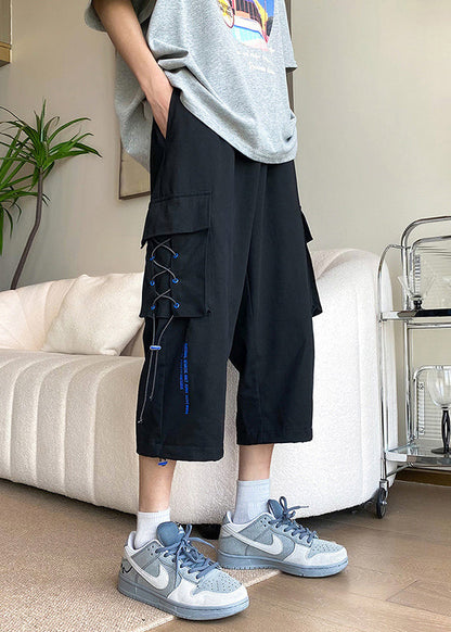 Modern Apricot Patchwork Drawstring High Waist Men Crop Pants Summer YT026 Men-Silk-MENCP240721