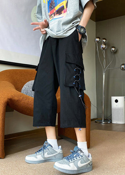 Modern Apricot Patchwork Drawstring High Waist Men Crop Pants Summer YT026 Men-Silk-MENCP240721