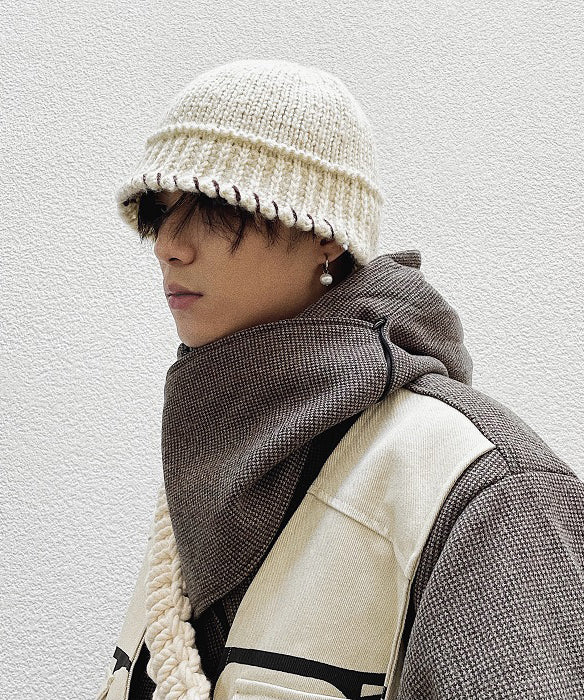 Modern Apricot Versatile Men Cozy Knit Bucket Hat RJ023 ABC