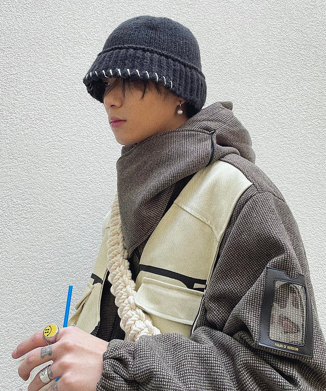Modern Apricot Versatile Men Cozy Knit Bucket Hat RJ023 ABC