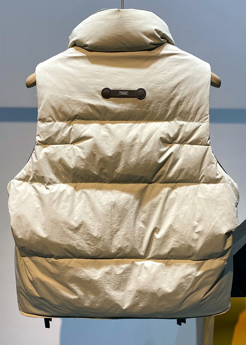 Modern Beige Zip Up Pockets Duck Down Men Waistcoat Sleeveless EQ042 ABC