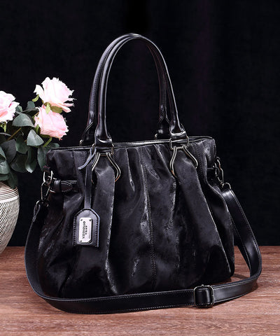 Capacity Large Tote Black Bag Leather Modern Calf FashionChic