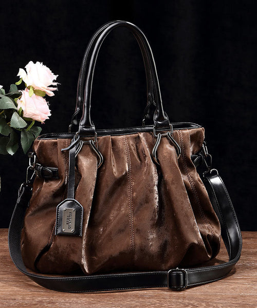 Capacity Large Tote Black Bag Leather Modern Calf FashionChic