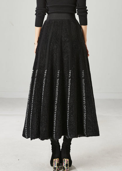 Modern Black Letter Patchwork Knit Skirt Spring YU1046 Ada Fashion