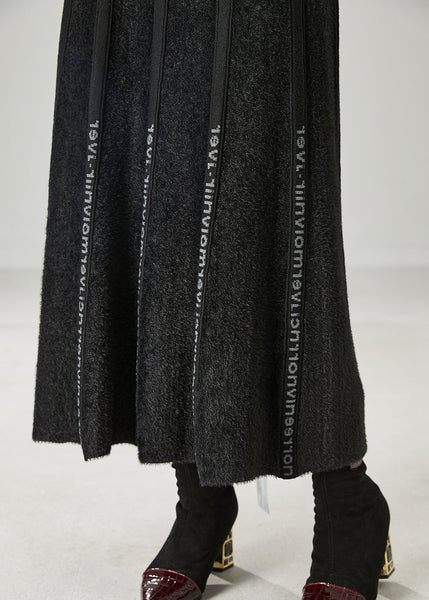 Modern Black Letter Patchwork Knit Skirt Spring YU1046 Ada Fashion