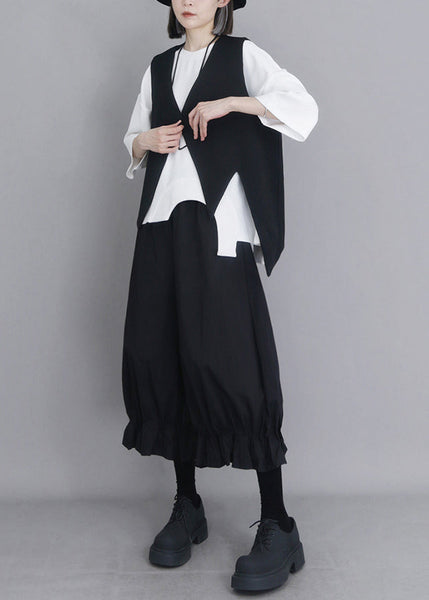Modern Oversized Summer Pants Black Cotton Lantern FashionChic