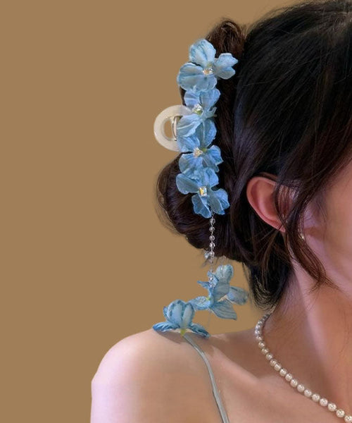 Blue Floral Beading Modern Alloy Hairpin Tassel FashionChic