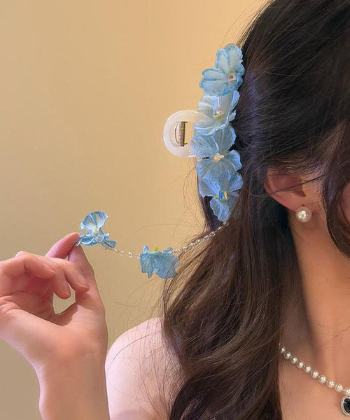Blue Floral Beading Modern Alloy Hairpin Tassel FashionChic
