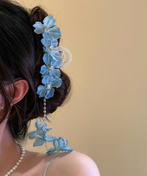 Blue Floral Beading Modern Alloy Hairpin Tassel FashionChic