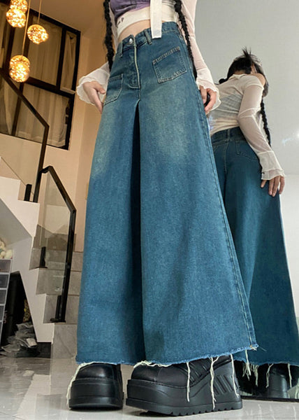 Modern Blue Button Pockets High Waist Denim Pants Fall PP012 OM-NZ240827