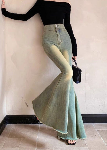 Modern Blue High Waist Denim Bell-bottom Trousers Spring YP019 ABC