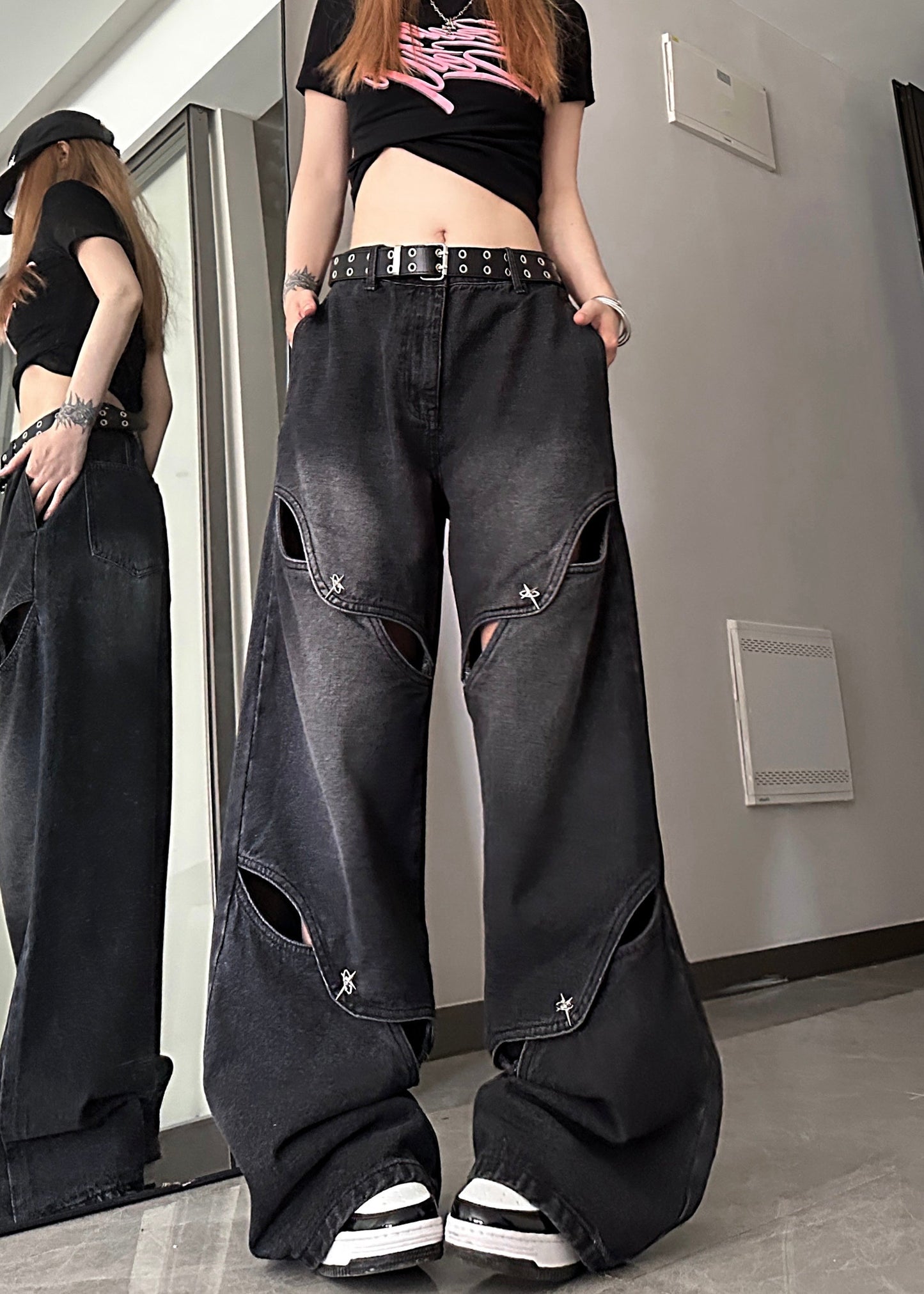 Modern Blue Hollow Out High Waist Denim Pants Summer PP035 OM-NZ240827