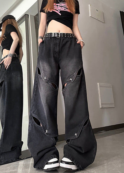 Modern Blue Hollow Out High Waist Denim Pants Summer PP035 OM-NZ240827