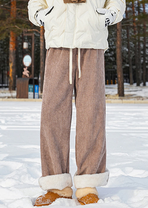 Modern Blue Lace Up Elastic Waist Warm Fleece Mens Pants Winter RM046 ABC
