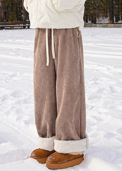 Modern Blue Lace Up Elastic Waist Warm Fleece Mens Pants Winter RM046 ABC