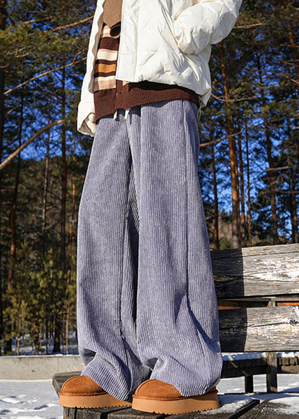 Modern Blue Lace Up Elastic Waist Warm Fleece Mens Pants Winter RM046 ABC