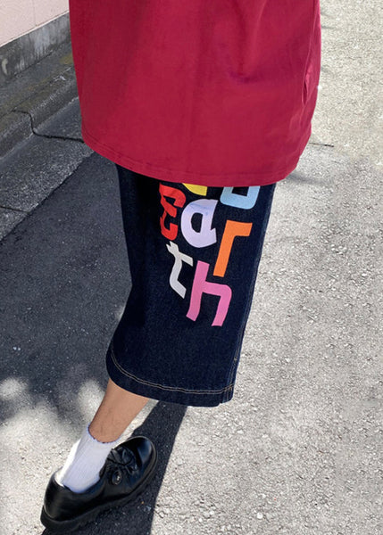 High Crop Blue Letter Summer Waist Mens Modern Denim Pants FashionChic