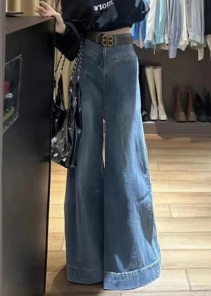 Modern Blue Original Design High Waist Denim Wide Leg Pants Fall WY008 OM-OL241106