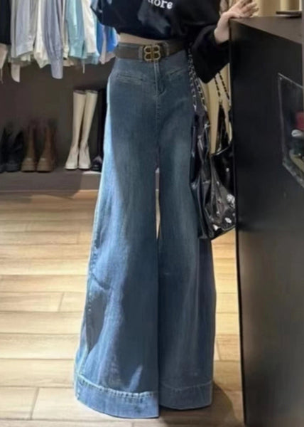Modern Blue Original Design High Waist Denim Wide Leg Pants Fall WY008 OM-OL241106