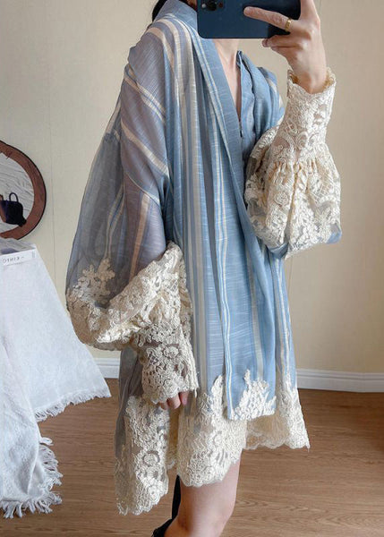 Dress Oversized Shirt Blue Sleeve Patchwork Modern Lantern FashionChic