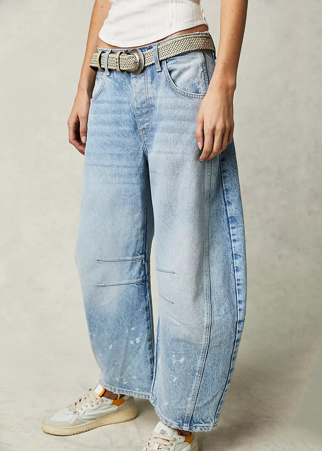Waist Denim Pants Modern Blue Crop High Summer Pockets FashionChic