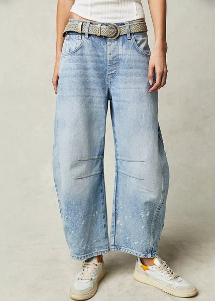 Waist Denim Pants Modern Blue Crop High Summer Pockets FashionChic