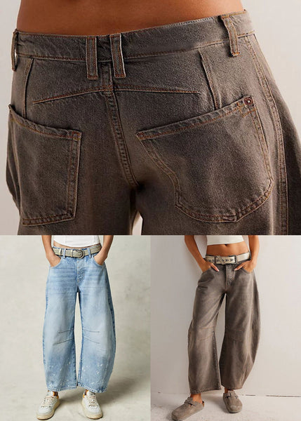 Waist Denim Pants Modern Blue Crop High Summer Pockets FashionChic