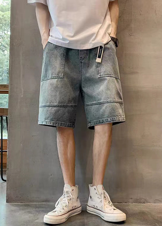 Modern Blue Pockets High Waist Denim Men Shorts Summer YL026 ABC