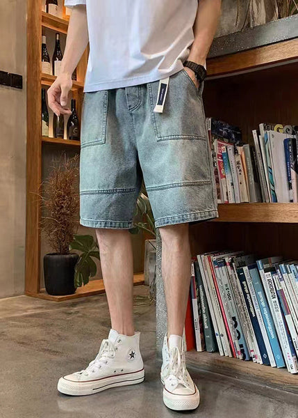 Modern Blue Pockets High Waist Denim Men Shorts Summer YL026 ABC