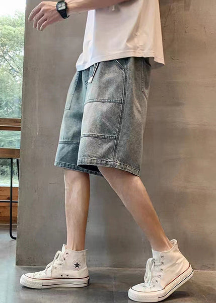 Modern Blue Pockets High Waist Denim Men Shorts Summer YL026 ABC