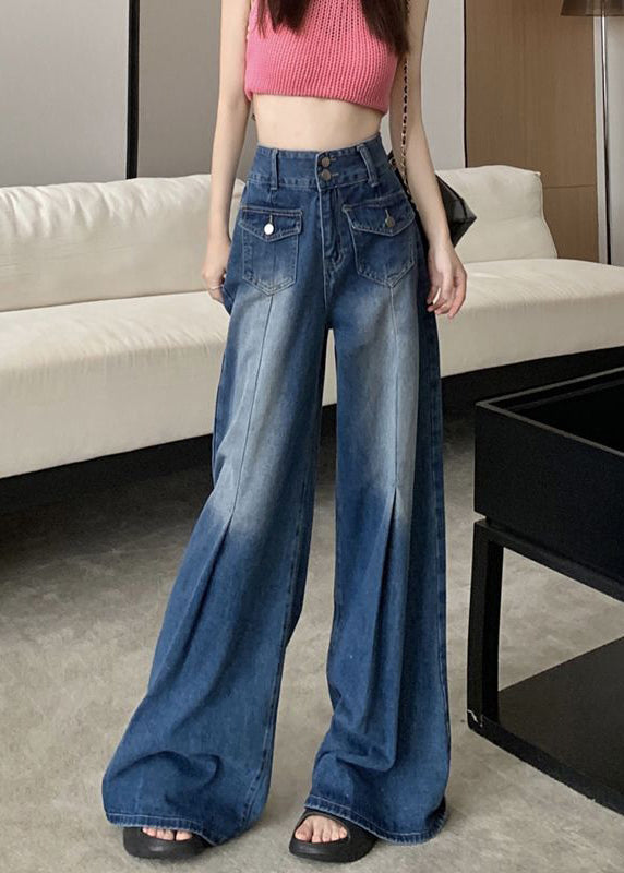 Modern Blue Pockets High Waist Denim Pants Summer AW1004 OM-NZ240827