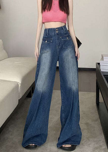 Modern Blue Pockets High Waist Denim Pants Summer AW1004 OM-NZ240827
