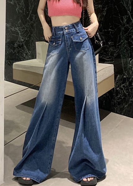 Modern Blue Pockets High Waist Denim Pants Summer AW1004 OM-NZ240827