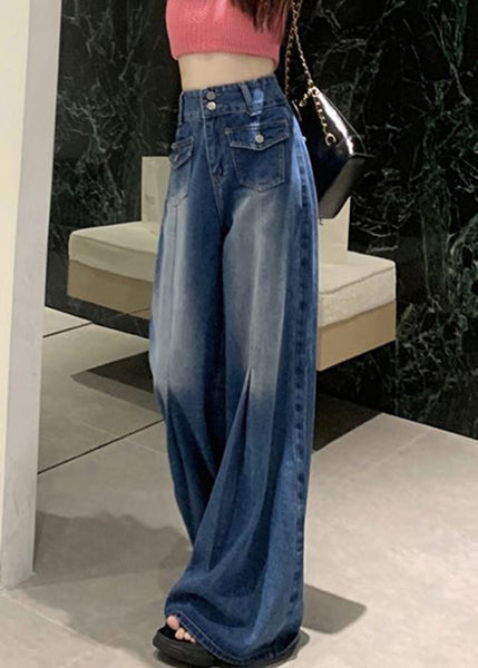 Modern Blue Pockets High Waist Denim Pants Summer AW1004 OM-NZ240827