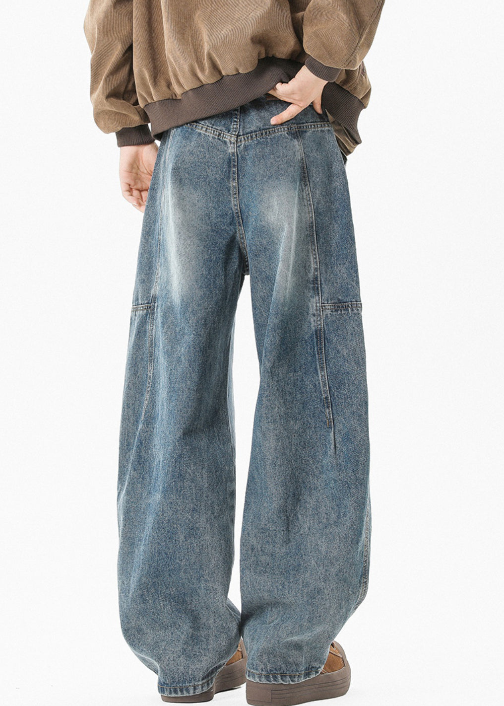 Pockets Pants Waist High Blue Summer Denim Men Modern Patchwork FashionChic