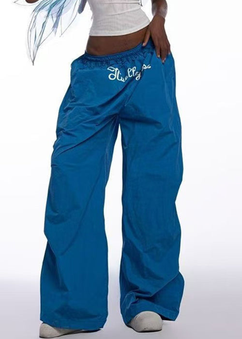 Modern Blue Print Elastic Waist Cotton Wide Leg Pants Spring YT004 ABC