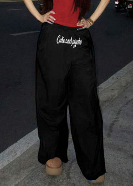 Modern Blue Print Elastic Waist Cotton Wide Leg Pants Spring YT004 ABC