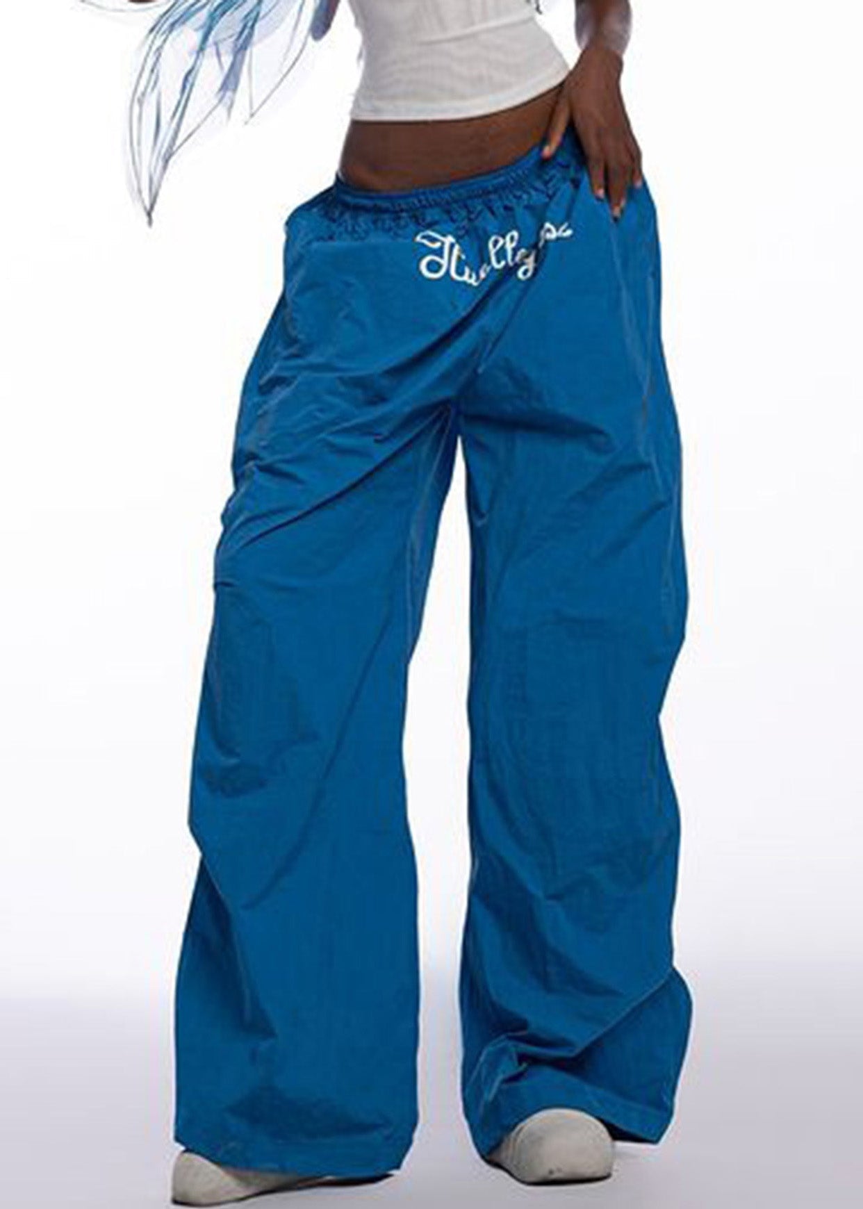 Modern Blue Print Elastic Waist Cotton Wide Leg Pants Spring YT004 ABC