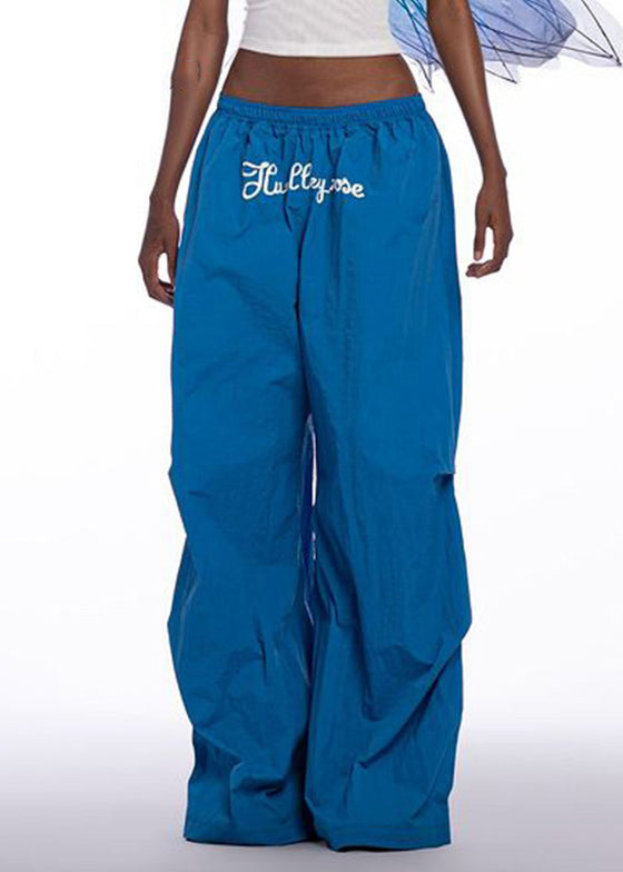 Modern Blue Print Elastic Waist Cotton Wide Leg Pants Spring YT004 ABC